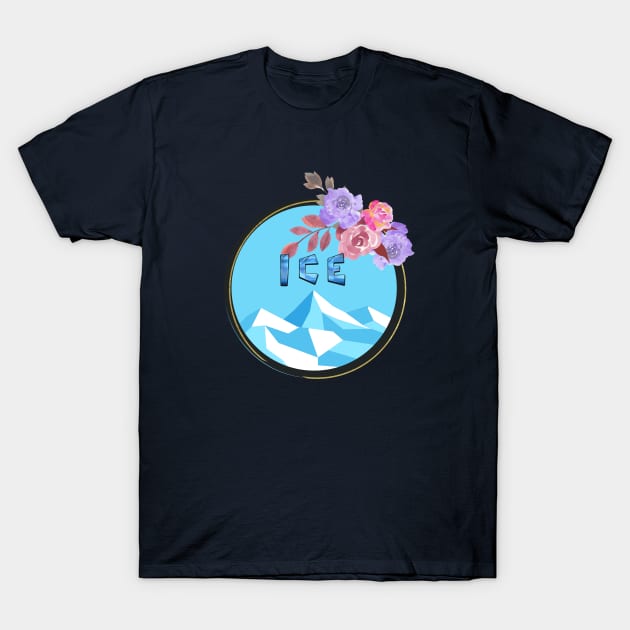 A flower-bprdered ice mountain T-Shirt by Kidrock96